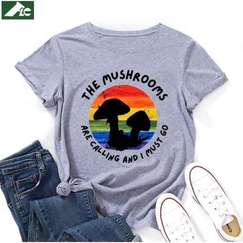 The Mushrooms are Calling T Shirt Women Clothing Cotton Mushroom Mycologist Graphic Shirts Blouses Unisex Mycology Harajuku Tops