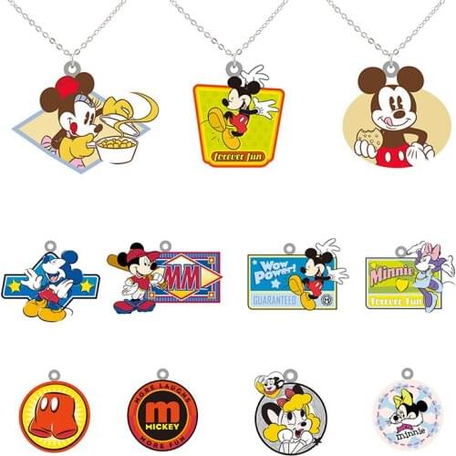 Disney Classic Cartoon Mickey Mouse Listing Tag Pendant Necklace Resin Epoxy Necklace Jewelry Tasteful Souvenir Necklace