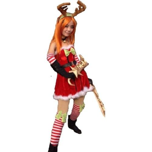 LOL cosplay Katarina Du Couteau The Sinister Blade Christmas cosplay costume with gloves and socks