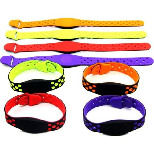 4 Colors Beautiful 125khz EM4100 TK4100 ID Read Only Tags Adjustable Silicone Waterproof RFID Wristband Keyfobs Tag Token Band