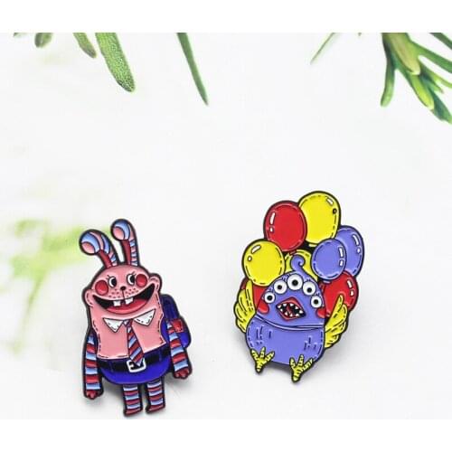 Creative Bunny Going To School Bird Mother Selling Balloon Brooch Ins Fashion Cute Cartoon Small Animal Alloy Badge Accessories