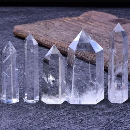 1Pcs Natural White Crystal Clear Quartz Point Healing Hexagonal Wand Treatment Stone