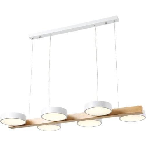 Nordic Minimalist LED Pendant Lights Modern Solid Wood Dining Room Bedroon Hanging Lamp Lifting Adjustable Indoor Pendant Lights