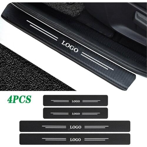 4PCS Car Door Sill Guard Carbon Fiber Stickers For MAZDA HONDA NISSAN Citroen For TOYOTA Mitsubishi Suzuki FORD For BMW Benz
