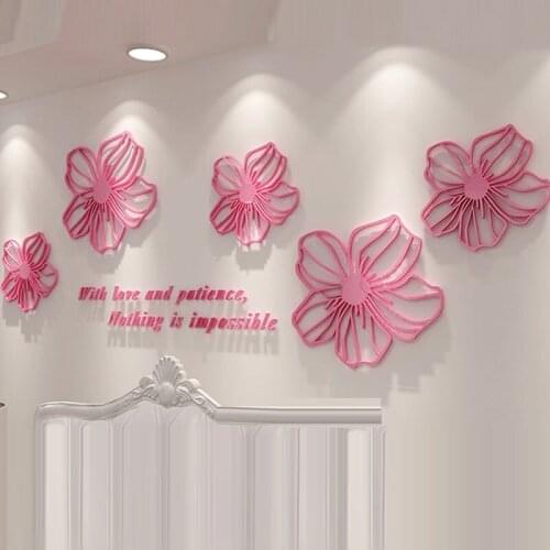 Flower Printing Wall Stickers Sofa TV Background Decor Wall Decals Girls Bedroom Art Murals Home Living Room Wallpaper Stickers