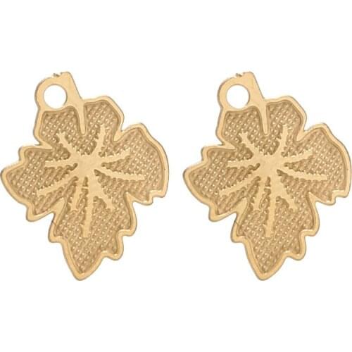 New arrived stainless steel Ear Stud Components Leaf real Gold Plated Earring Setting for Earring Making