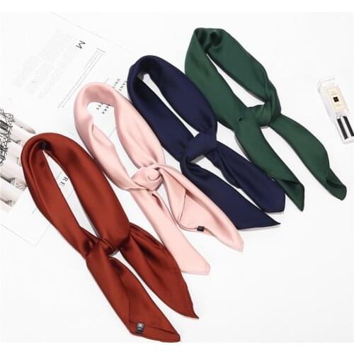 70*70cm Solid Color Small Square Silk Scarves Towel Womens Satin Fabric Simple Versatile Business Neckerchief