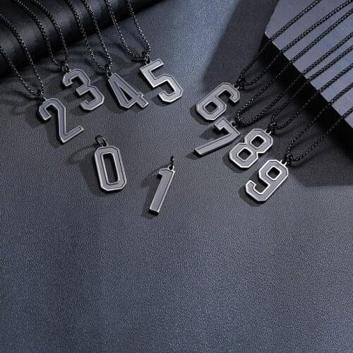 Number Necklace Stainless Steel Pendant for Men Sports Gift