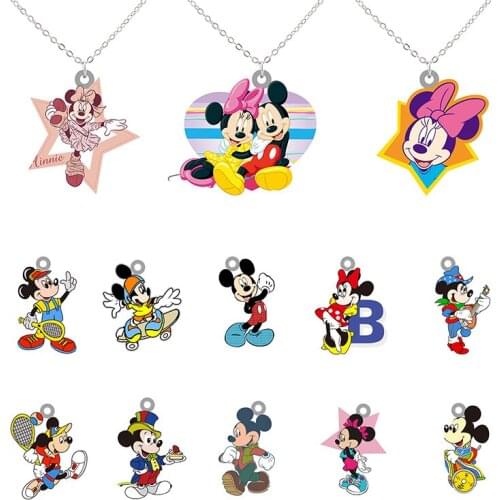 Disney Animation Minnie Mickey Character Pendant Necklace Epoxy Necklace Resin Jewelry Tasteful Gift For Couple