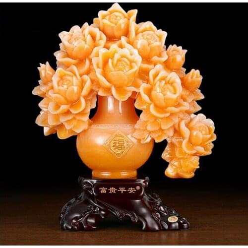 MODERN LUXURY RESIN PEONY CRAFTS DECORATION OFFICE STORE MASCOT FIGURINES GIFT HOME FURNISHING LIVINGROOM TV CABINET SCULPTURES