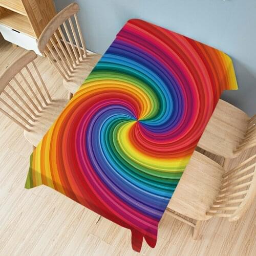 Rectangular Tablecloth Rainbow Printed Party Dining Table Cover Mat Clothes Anti-scalding anti-oil Home Decor 0017