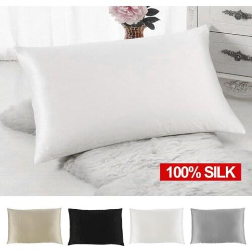 Luxury 100% Pure Mulberry Silk Pillowcase Both Side Silk Queen Size Hidden Zippered Silk Pillowcase Soft Breathable Good Sleep