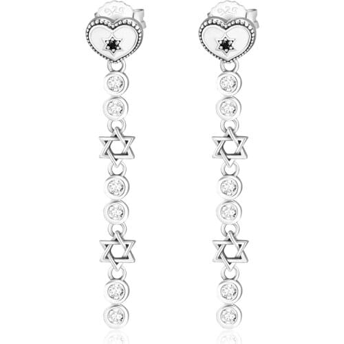 Hearts of Love Earrings with Clear CZ 100% 925 Sterling-Silver-Jewelry Free Shipping