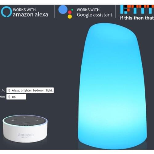 Oblique Cylinder WiFi Smart Table Lamp Compatible with Alexa Voice Control Hand Touch LED Ambient Night Light Controlled by APP