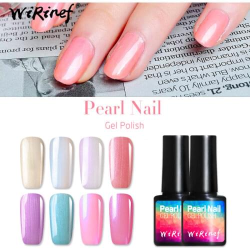 WiRinef 8ml Pearl Shiny Sea Shell Gel Nail Polish Semi-permanent Nail Varnish Nude Pure Shell Gel Lacquer