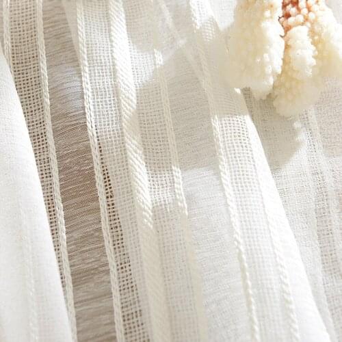 White Yarn Curtains for Living Room Decoration Window Cotton and linen soft Solid Sheer Voile Kitchen Curtain