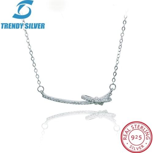 925 sterling silver necklace chain for women woman rose gold plated pendant jewelry pave CZ