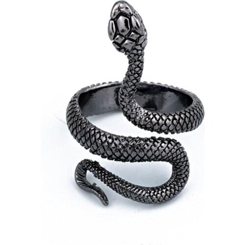 New Retro Punk Exaggerated Snake Ring Fashion Personality Snake Opening Adjustable Ring Jewelry As Gift