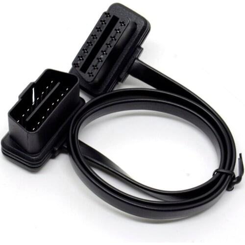 100cm Flat Thin As Noodle OBD2 OBDII OBD 16Pin ELM327 Male To Female Elbow Extension Cable Diagnostic Scanner Connector