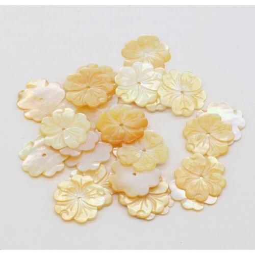 2PC Sea Shell Flower Carved Bead Natural Mother of Pearl Shell Loose Beads for DIY Earring Necklace Jewelry Making Findings