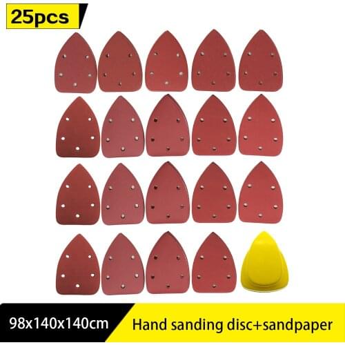 24pcs Triangle Sandpaper Aluminum Oxide Sanding Paper Assorted 40-1000 Grit +1pc Hand Grinding Block Sanding pad Kit