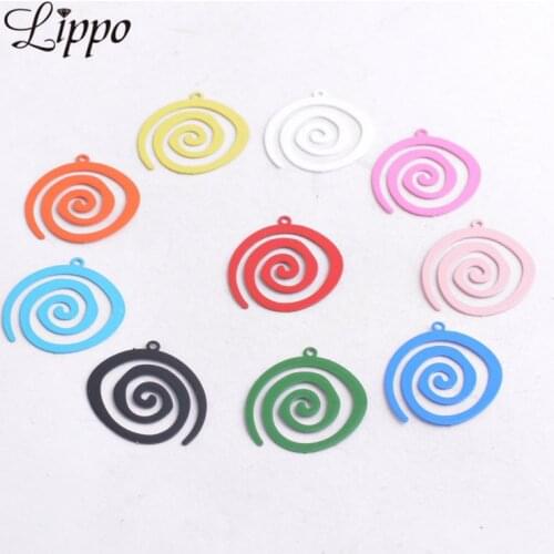 50pcs AC9804 19mm*20mm Snail Shape Charms Pink Green Red Pendants Painted Animals Charms