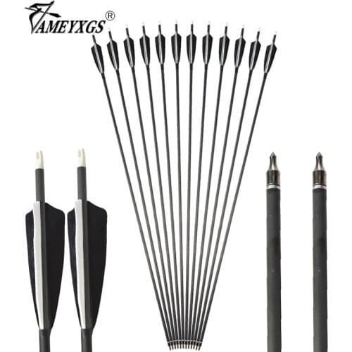 6/12pcs Archery 35inch Spine 500 Mix Carbon Arrow Turkey Feathers For Compound Recurve Bow Shooting Practice Hunting Accessories