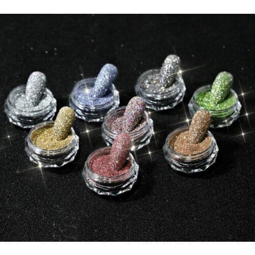 6 Jars/Set Super-Shiny Nail Art Glitter Dust Sparkly Pigment Laser Decoration Nail Crystal Colored Micro Diamond Powder Ta#021
