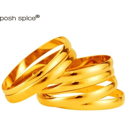 8mm Unopenable Ethiopian Bracelets&Bangles Copper Dubai Bangles for Women Middle East Wedding Jewelry Gold Bangle African Gift