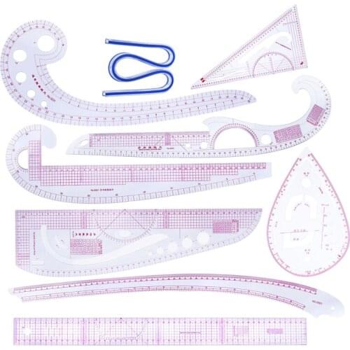 9PCS Multi-function DIY Sewing Ruler Tailor Set Sewing Tailor Rulers Clothing Garment Ruler French Curve Patchwork