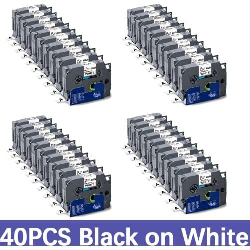 Absonic 12PK Mixed Set TZe-231 TZe-131 TZe-431 TZe-531 TZe-631 12mm Label Tape Compatible for Brother P-touch PT1000 Label Maker