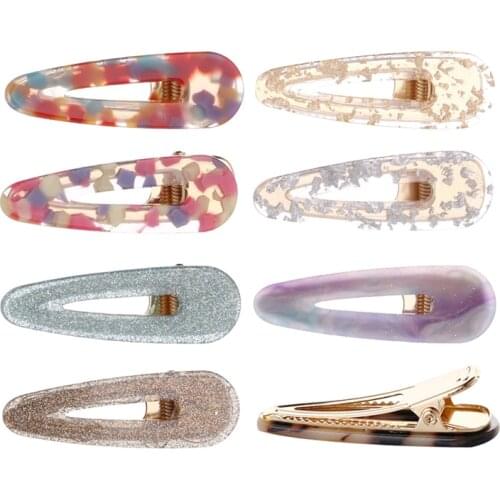 Wholesale price 5cm hollow out tear drop acetate acrylic hair grip korean accessories for baby kids girls