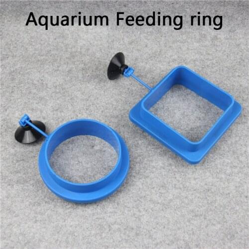 Aquarium Fish Feeding Ring Floating Station Food Square/Circle with Suction Cup Suitable for Flakes & Floating Fish Foods 1 Pcs