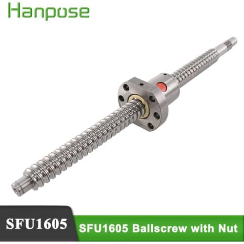 Free shipping SFU1605 200 300 400 500 600mm ball screw with flange single ball nut BK/BF12 end machined CNC