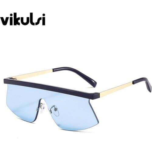 Oversized One Piece Rimless Sunglasses 2020 Luxury Men Shades Women’s Square Sunglasses Flat Top Desgienr Big Glasses Eyewear