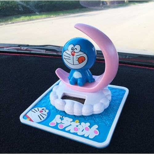 Anime Figure Model Cdoraemon Jingle Cat Action Figures Car Decoration Doraemon Toys Solar Shaking Head Childrens Birthday Gift