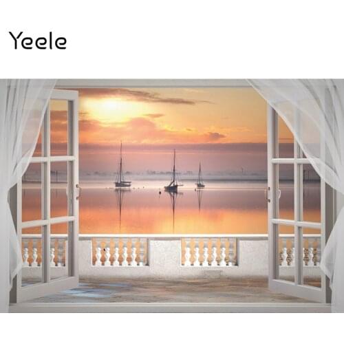 Yeele Summer Backdrop Photocall Sunset Window White Curtain Baby Shower Photographic Background Photo Studio Photography Props