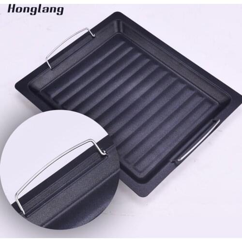 Grill plate barbecue tool household Korean style BBQ non stick thickening steel pan roast plate outdoor charcoal roast dish