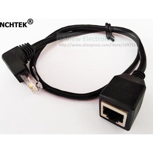 NCHTEK Down Angled 90 Degree 8P8C FTP STP UTP Cat 5e Male to Female Lan Ethernet Network Extension Cable/Free Shipping/10PCS