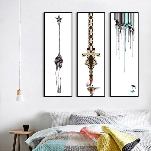 Unframed Modern Simplicity Giraffe Watercolor Splashing Zebra,Giraffe Canvas Print Painting Wall Art Picture For Decoration