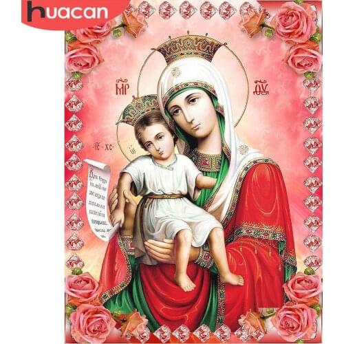 HUACAN 5D Diamond Mosaic Religion RoseFull Square/Round Diamond Painting Portrait Embroidery Picture Of Rhinestones Home Decor