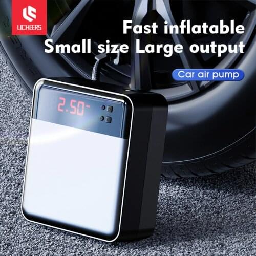 Licheers Car Air Compressor Intelligent Auto Tire Fast Inflatable Pump Mini Portable Electric Car Tyre Inflator Compresor