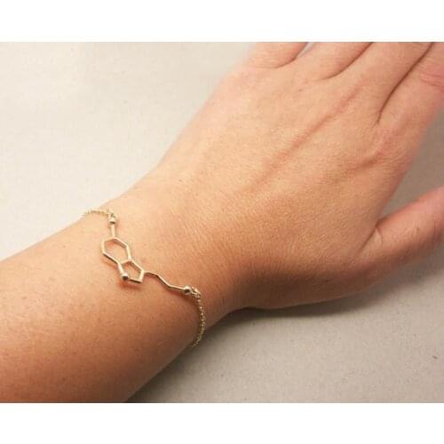 Cxwind Fashion Serotonin Molecule Bracelets Chemical Formula 5-HT Bangle Hormone Molecules DNA Bracelet Nurse Jewelry