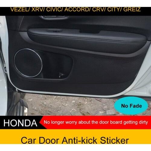 QHCP Carbon Fiber Car Door Anti Kick Sticker Auto Inside Door Cover Scratch Protection For Honda Jade Vezel Civic City Greiz CRV