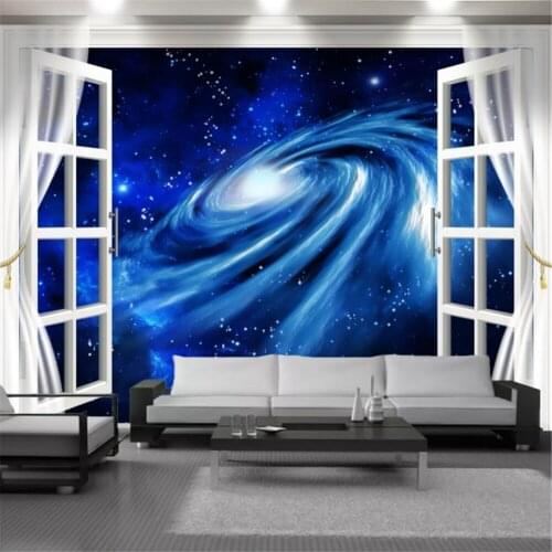 3d Landscape Wall Covering Outside Window Wonderful Blue Space Mural Living Room Bedroom Home Decor Painting Wallpapers