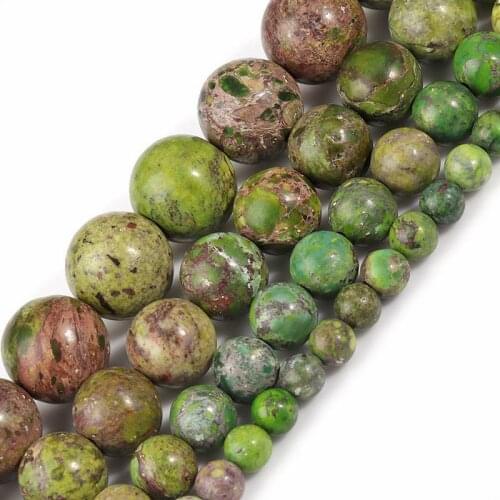 Natural Stone Green American Turquoise Round Loose Beads For Jewelry Making Handmade Diy Necklace 4 6 8 10 mm 15 Inch Wholesale