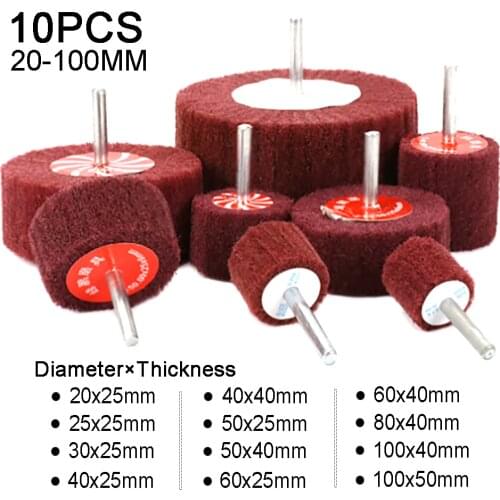 Non-woven Flap Sanding Wheel 20-100mm Grit 320 6mm Shank Fiber Abrasive Scouring Pad Polishing Grinding Wheel For Metal Cleaning