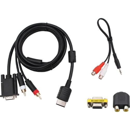 OOTDTY VGA Cable for SG Dreamcast High Definition + 3.5mm to 2-Male RCA Adapter