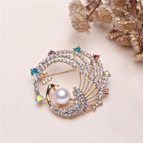 Peacock Brooch Pin Mountings Base Findings Jewelry Settings Parts for Pearls Beads Stones Crystals Agate Coral 10pcs/lot