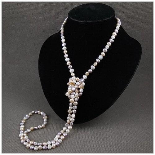 Unique Pearls Jewelry Store 120cm Long Pearl Necklace Baroque Genuine Freshwater Pearl Necklace Fine Jewelry Women Gift